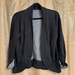 Express Black Gray Stretchy Open Collared Cardigan Sweater XS